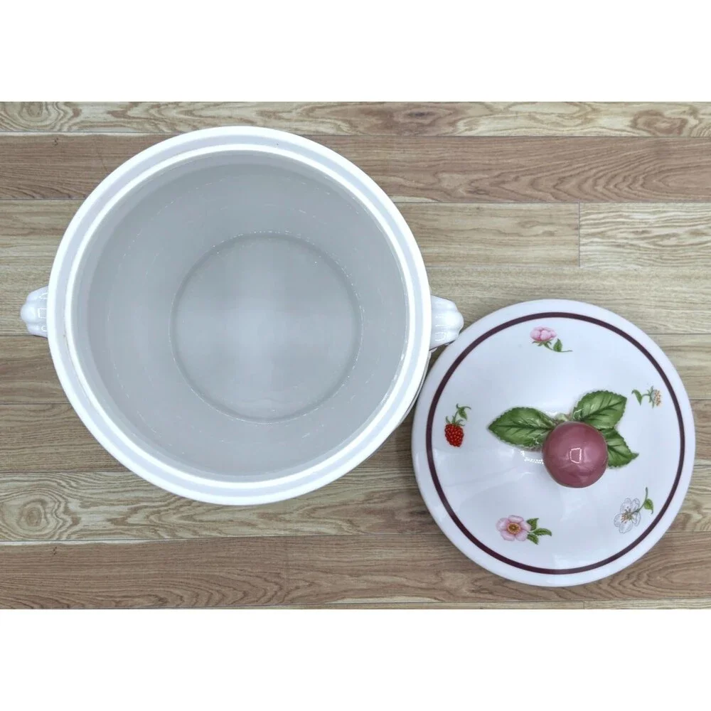 Lenox Ceramic Coffee Canister Orchard Fruit & Floral Design w/Lid Fine Porcelain